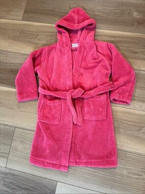 Kids Hooded Plush Robe - Pink